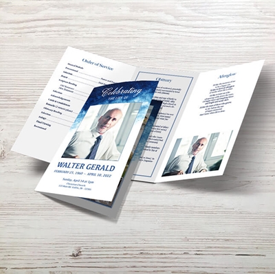 Show details for Blue Watercolor Trifold Program