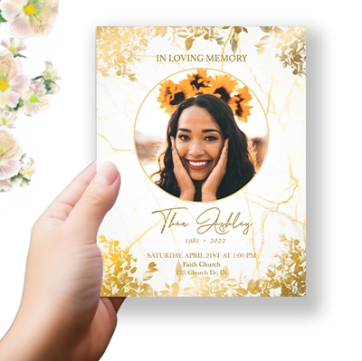 Show details for Gold Leaves Funeral Program