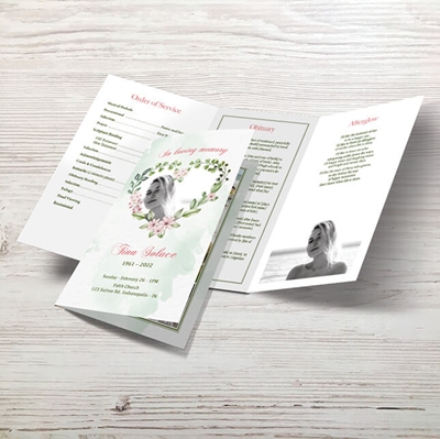 Show details for Heart Floral Trifold Program