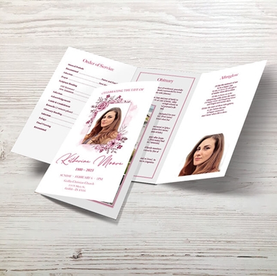 Show details for Pink Floral Trifold Program