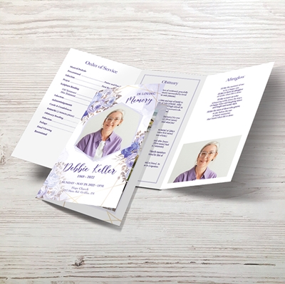 Show details for Purple Gold Floral Trifold Program