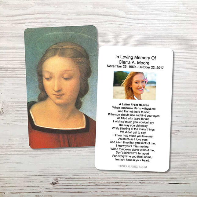 Show details for Mary Memorial Card