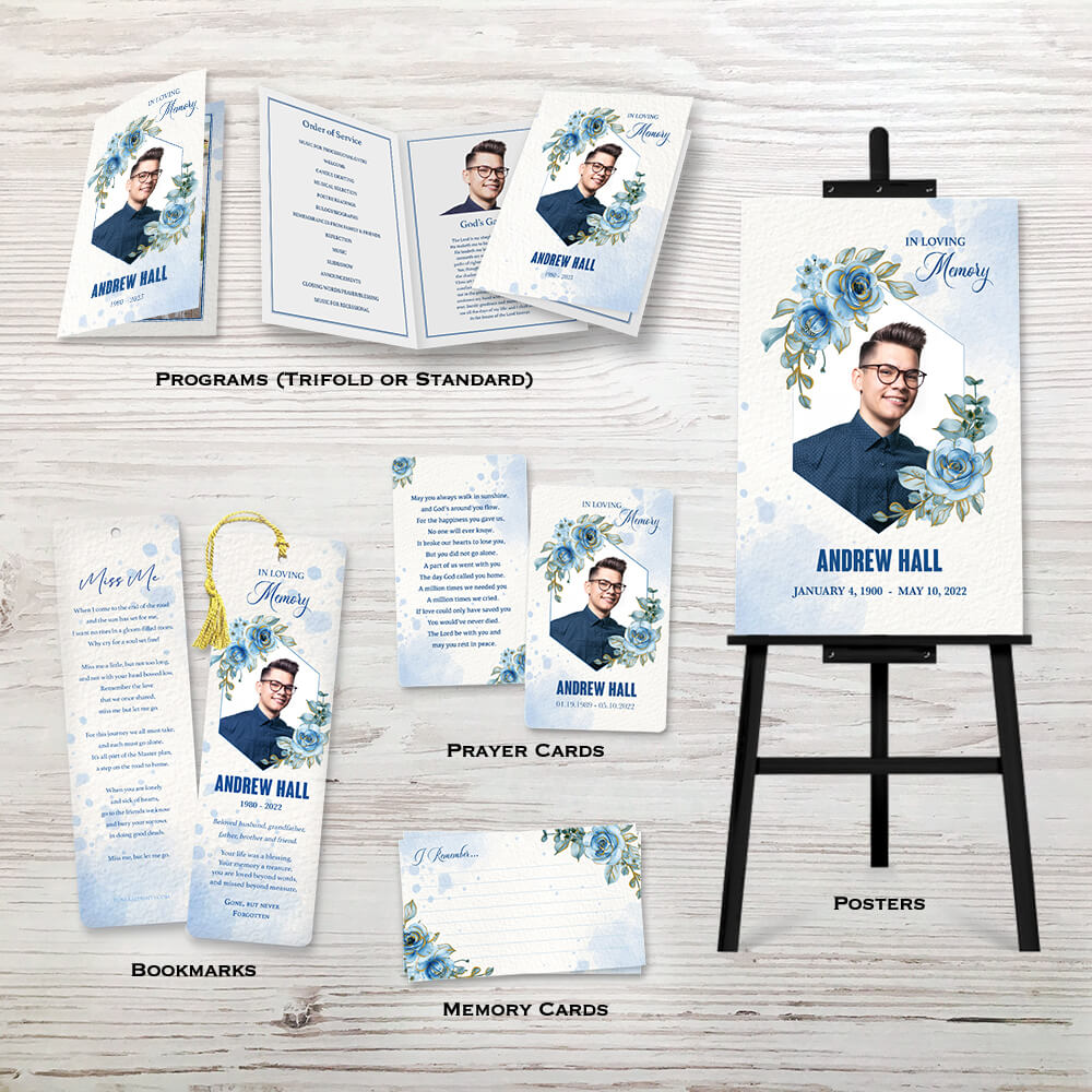 Show details for Blue Floral Memorial Package