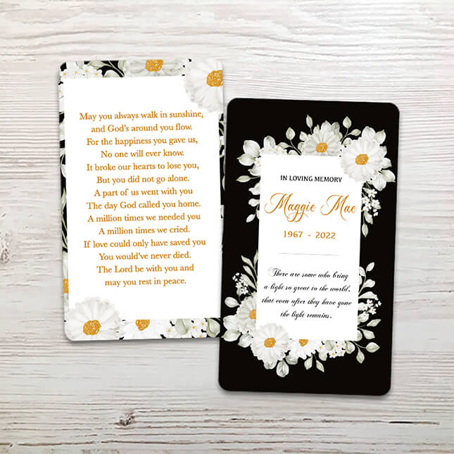 Show details for White Floral Memorial Card